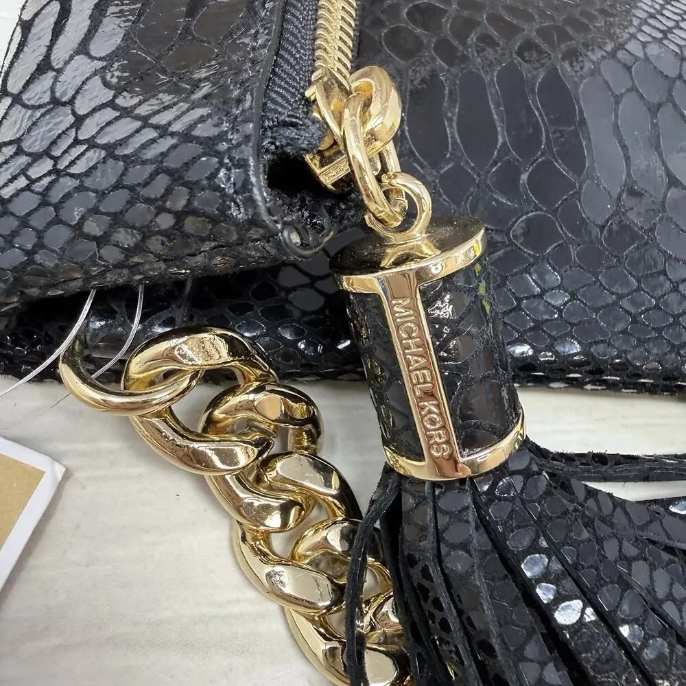 Michael Kors Weston Foldover Leather Embossed Clutch Shoulder Bag